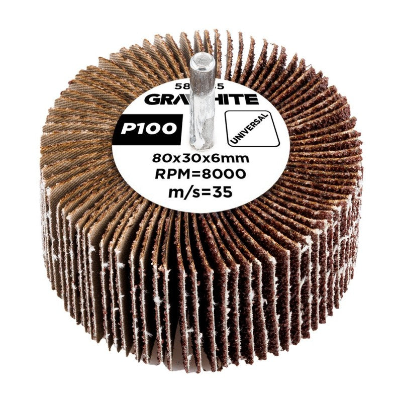 GRAPHITE Flap wheel 80 x 30 x 6 mm, P100 — 58T385