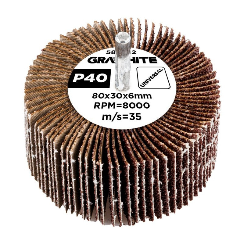 GRAPHITE Flap wheel 80 x 30 x 6 mm, P40 — 58T382