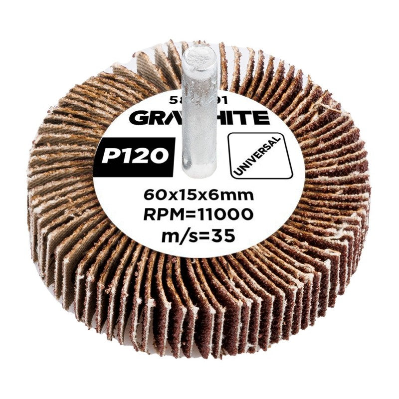 GRAPHITE Flap wheel 60 x 15 x 6 mm, P120 — 58T391