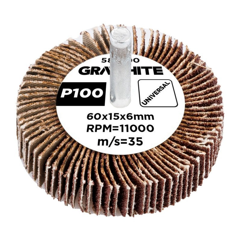 GRAPHITE Flap wheel 60 x 15 x 6 mm, P100 — 58T390