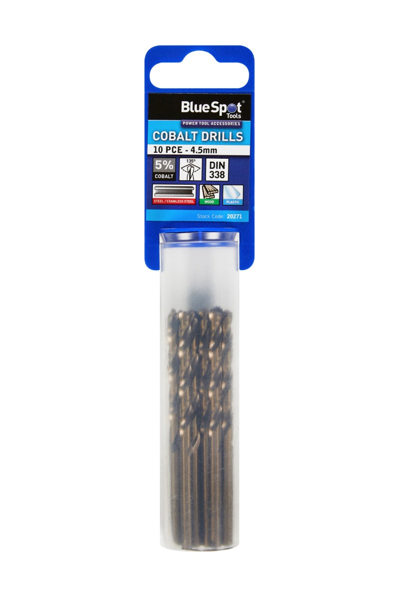 Blue Spot Tools 10 PCE Cobalt Drills (4.5mm)