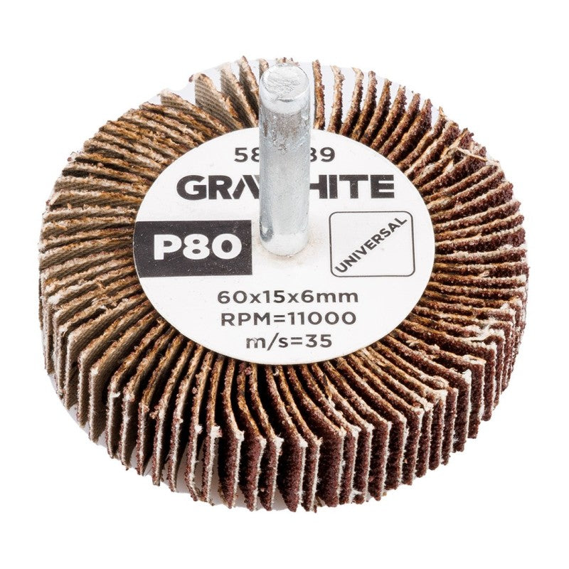 GRAPHITE Flap wheel 60 x 15 x 6 mm, P80 — 58T389