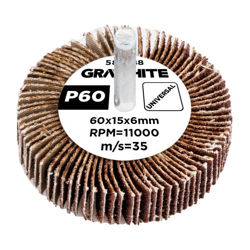 GRAPHITE Flap wheel 60 x 15 x 6 mm, P60 — 58T388