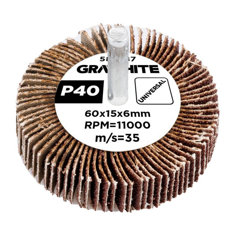 GRAPHITE Flap wheel 60 x 15 x 6 mm, P40 — 58T387