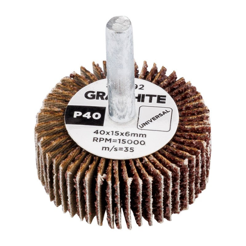GRAPHITE Flap wheel 40 x 15 x 6 mm, P40 — 58T392