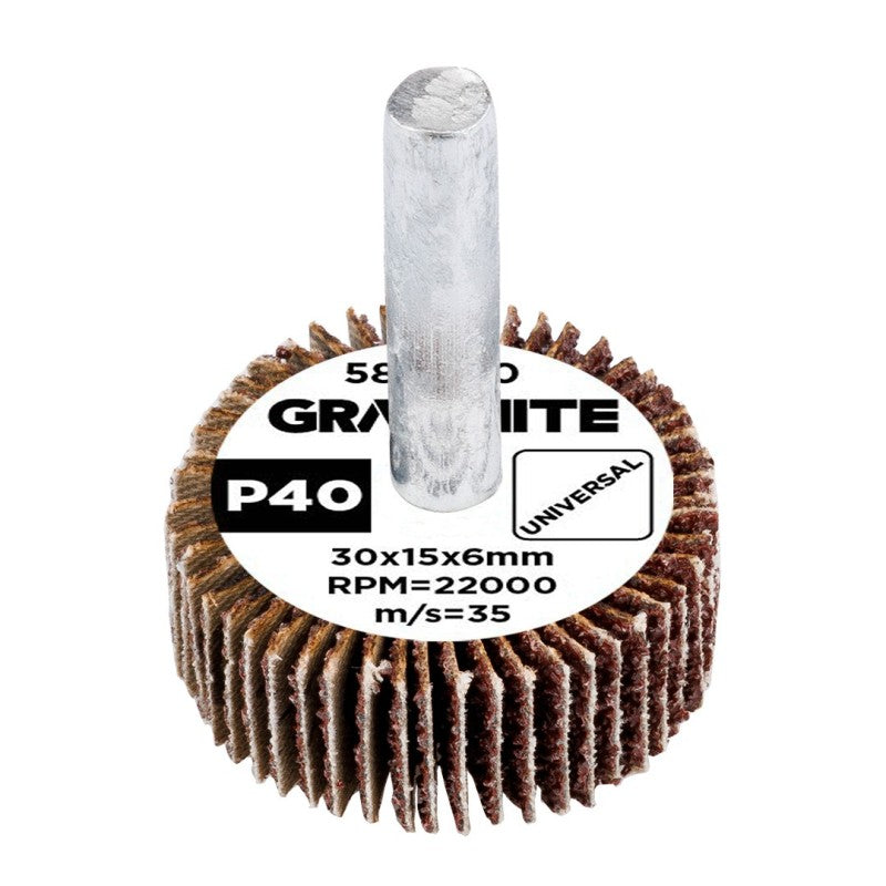 GRAPHITE Flap wheel 30 x 15 x 6 mm, P40 — 58T400