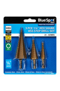Blue Spot Tools 3 PCE Hex Shank HSS Step Drill Set (1/4" Hex Shank) (4 - 32mm)