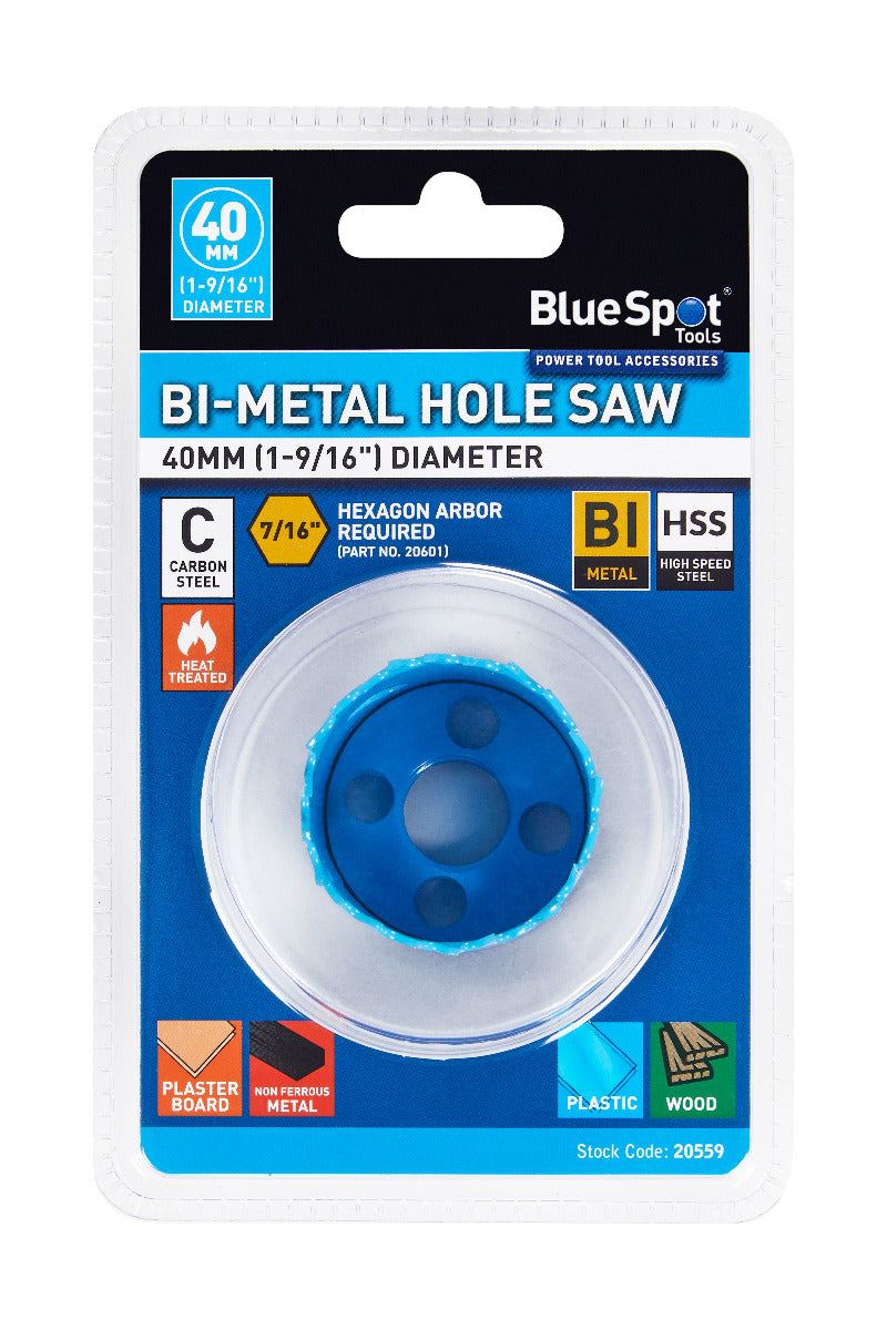 Blue Spot Tools 40mm (1-9/16") Bi-Metal Hole Saw
