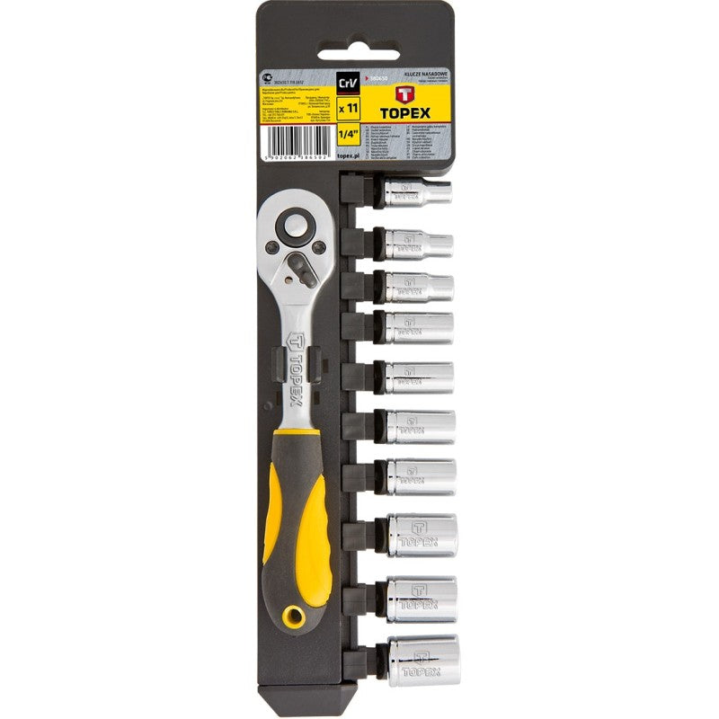 TOPEX Socket wrenches 1/4", set 11 pcs — 38D650