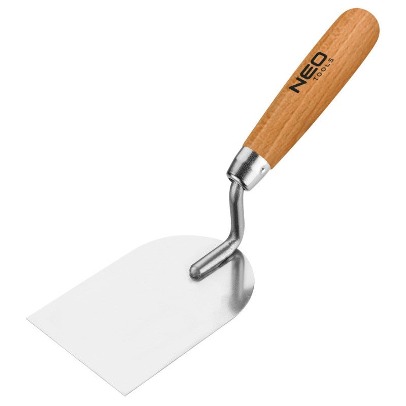 NEO TOOLS Stucco margin trowel - rounded, 80 mm, wooden handle — 50-132