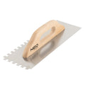 NEO TOOLS Notched trowel, 480 x 128 mm, 8 x 8 x 8 mm, wooden handle — 50-182