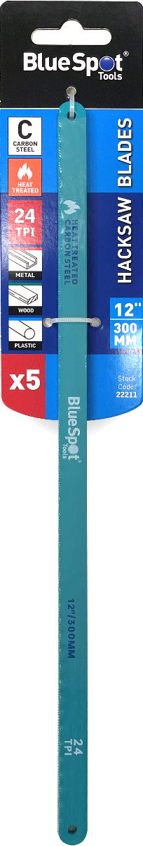 Blue Spot Tools 5 PCE 300mm (12") 24TPI Hacksaw Blades