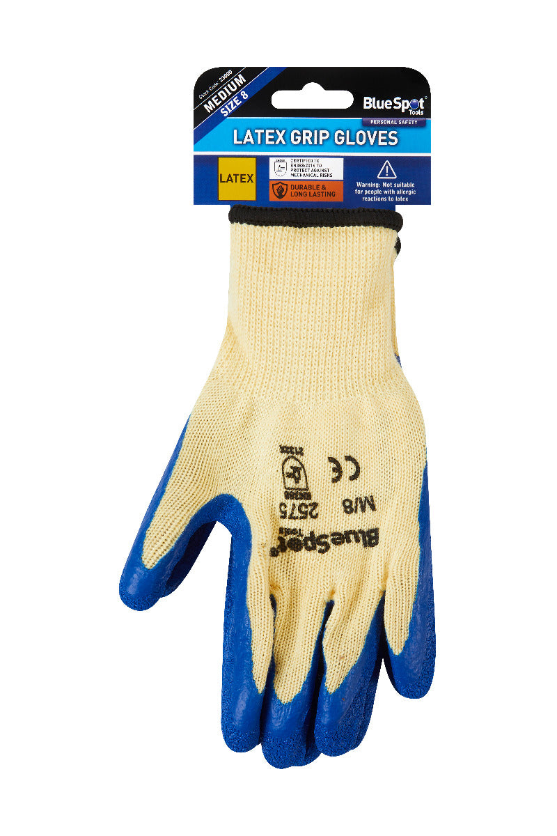 Blue Spot Tools Latex Grip Gloves (Medium)