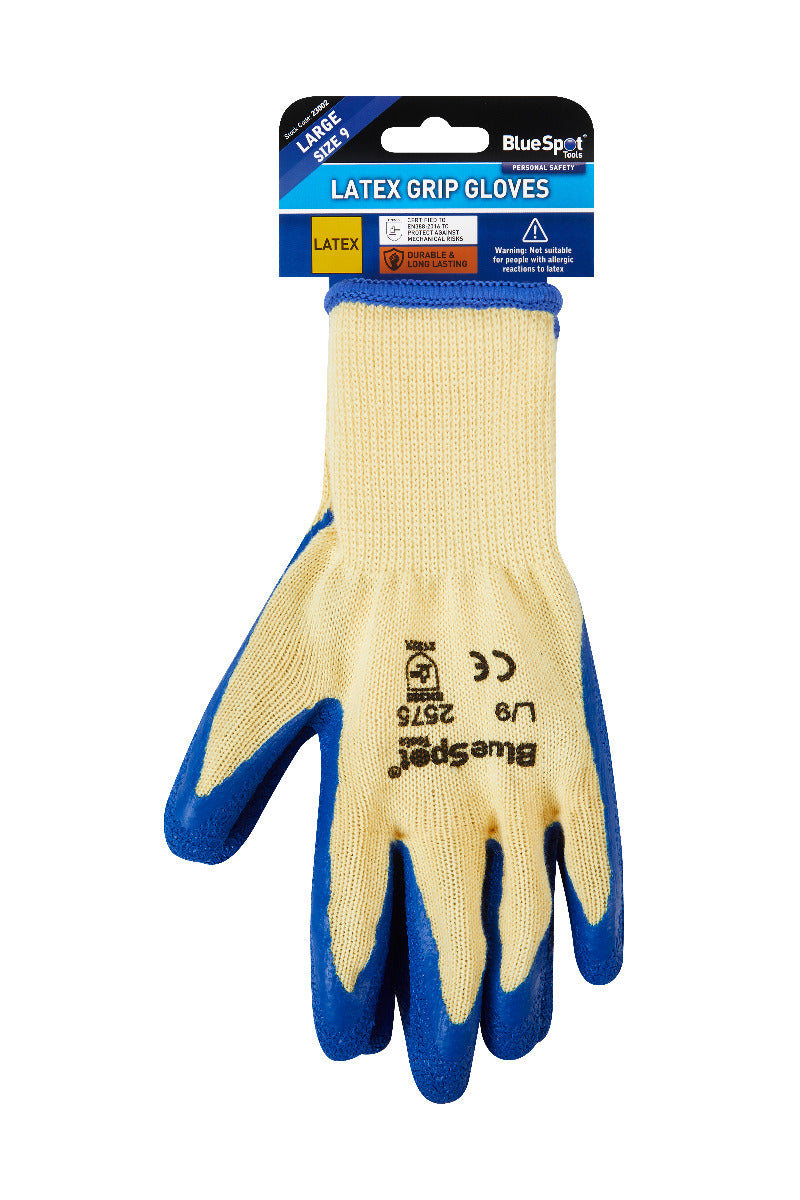 Blue Spot Tools Latex Grip Gloves (Large)