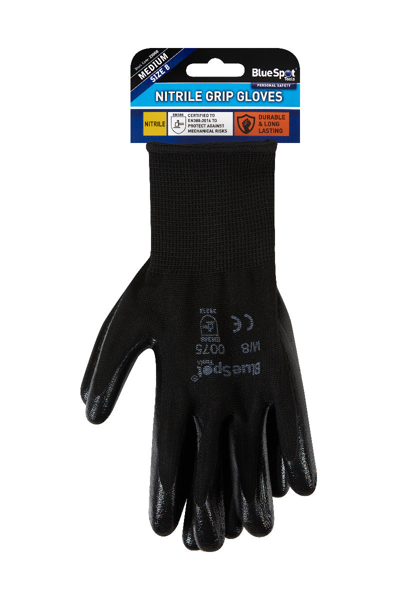 Blue Spot Tools Nitrile Grip Gloves (Medium)