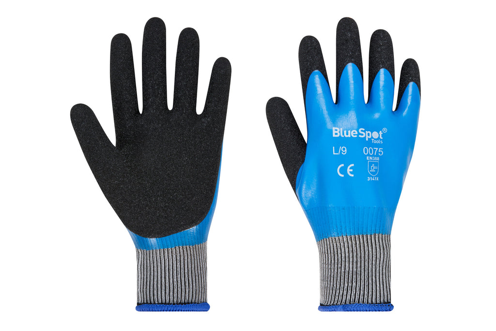 Blue Spot Tools Latex Water Resistant Gloves (Large)