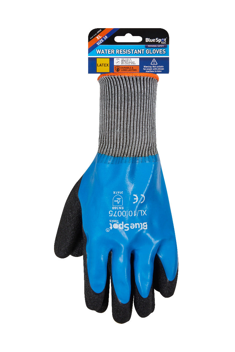 Blue Spot Tools Latex Water Resistant Gloves (XL)