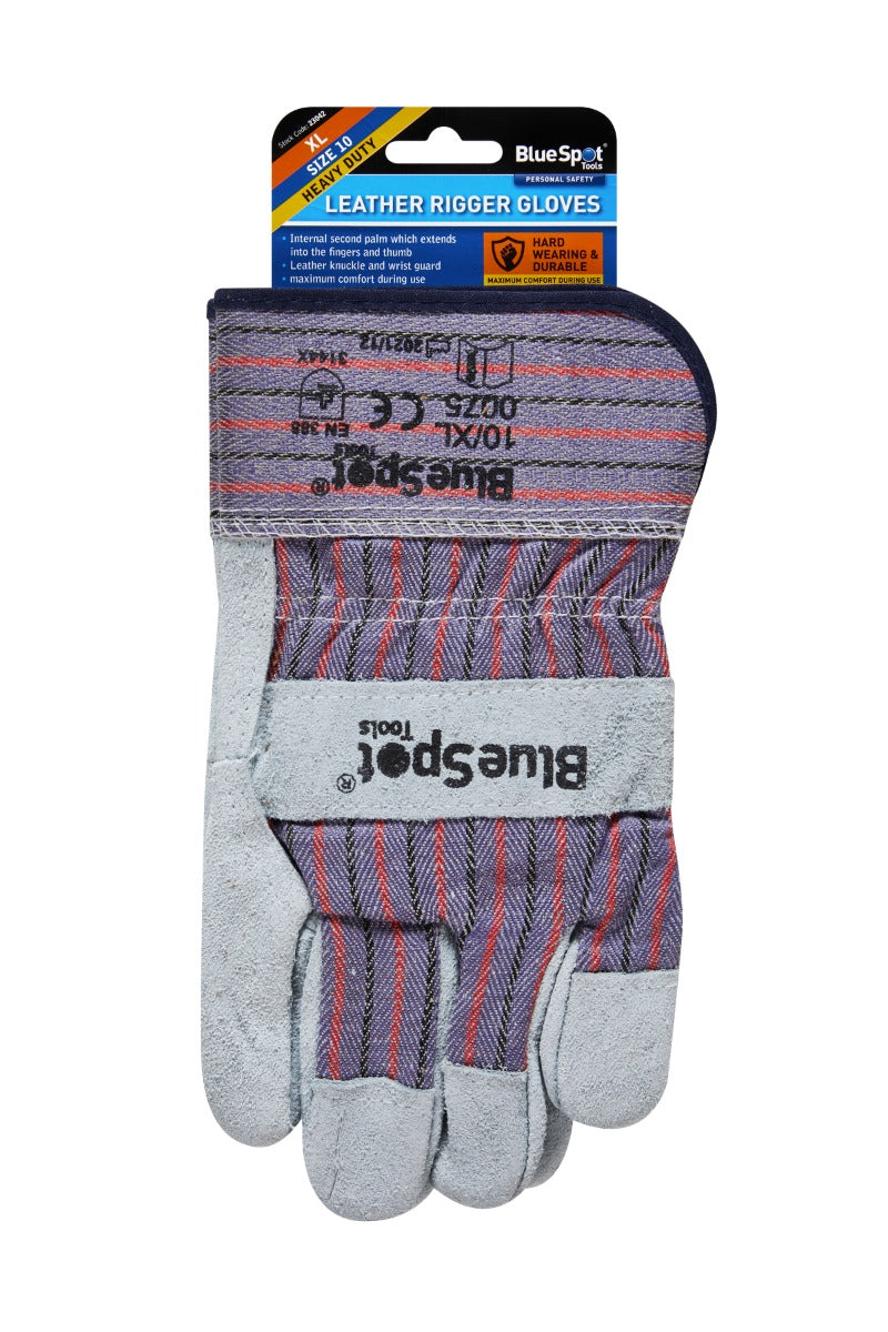 Blue Spot Tools XL Heavy Duty Leather Rigger Gloves
