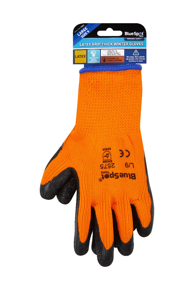 Blue Spot Tools Latex Grip Thick Winter Gloves (Large)