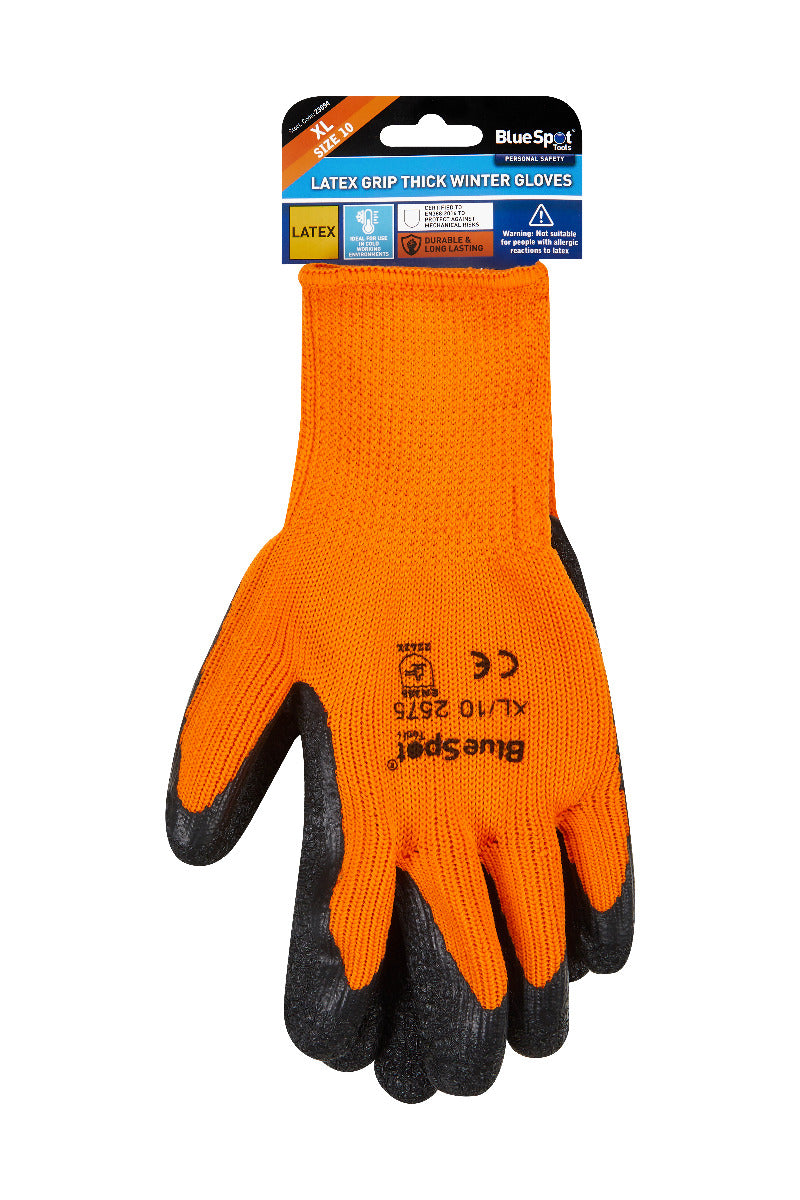 Blue Spot Tools Latex Grip Thick Winter Gloves (X-Large)