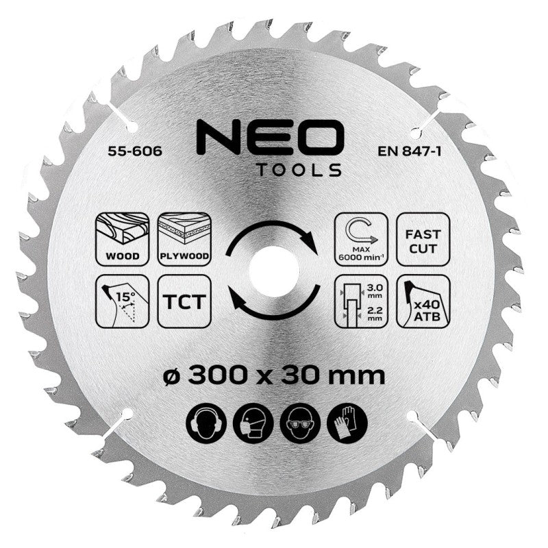 NEO TOOLS Saw blade, widia, 300 x 30 mm, 40 teeth — 55-606