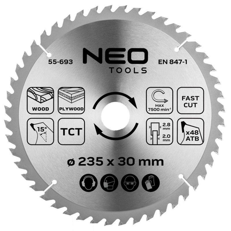 NEO TOOLS Saw blade, widia, 235 x 30 mm, 48 teeth — 55-693