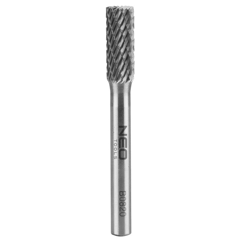 NEO TOOLS HM metal milling cutter, type B (cylindrical with blades on top), 8 x 20 mm, shank 6 x 45 mm — 55-356