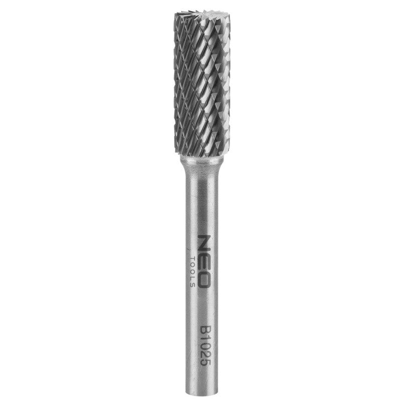NEO TOOLS HM metal milling cutter, type B (cylindrical with blades on top), 10 x 25 mm, shank 6 x 45 mm — 55-357