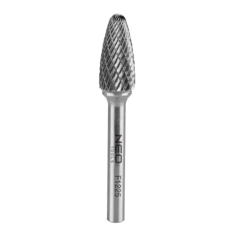 NEO TOOLS HM metal milling cutter, type F (pointed rounded), 12 x 25 mm, shank 6 x 45 mm — 55-372