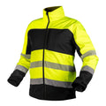 NEO TOOLS Softshell high visibility work jacket, black-yellow, size M — 81-702-M