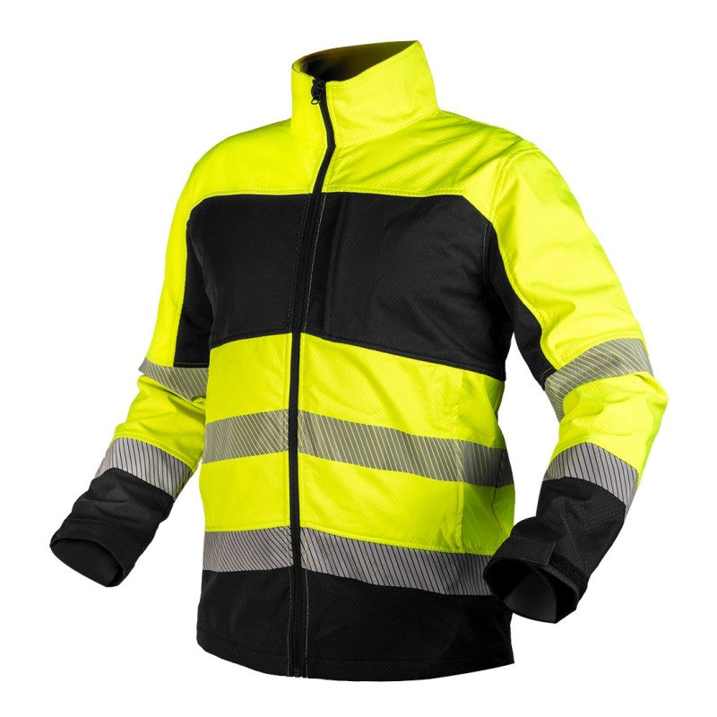 NEO TOOLS Softshell high visibility work jacket, black-yellow, size XXXL — 81-702-XXXL