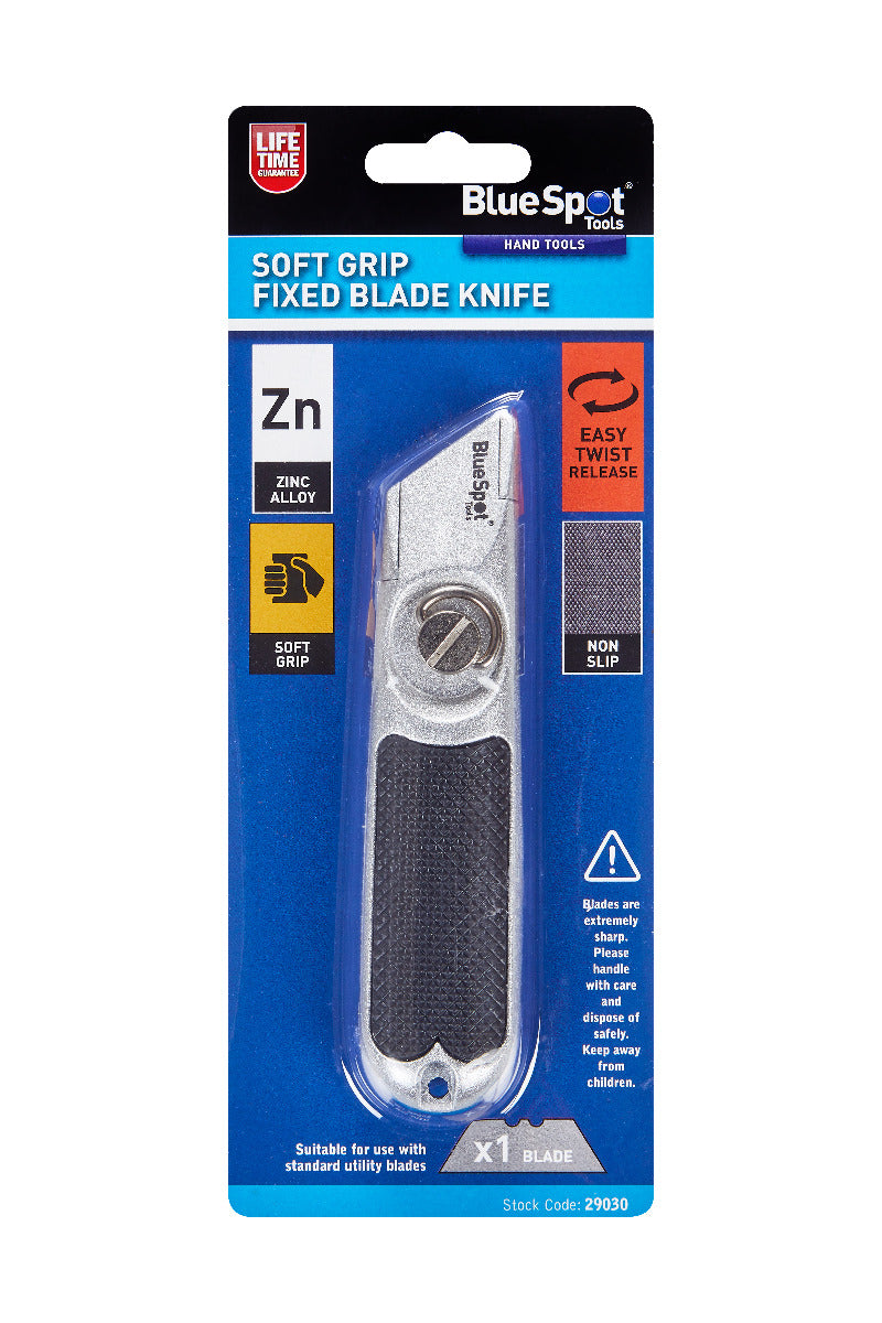 Blue Spot Tools Zinc Soft Grip Fixed Blade Knife