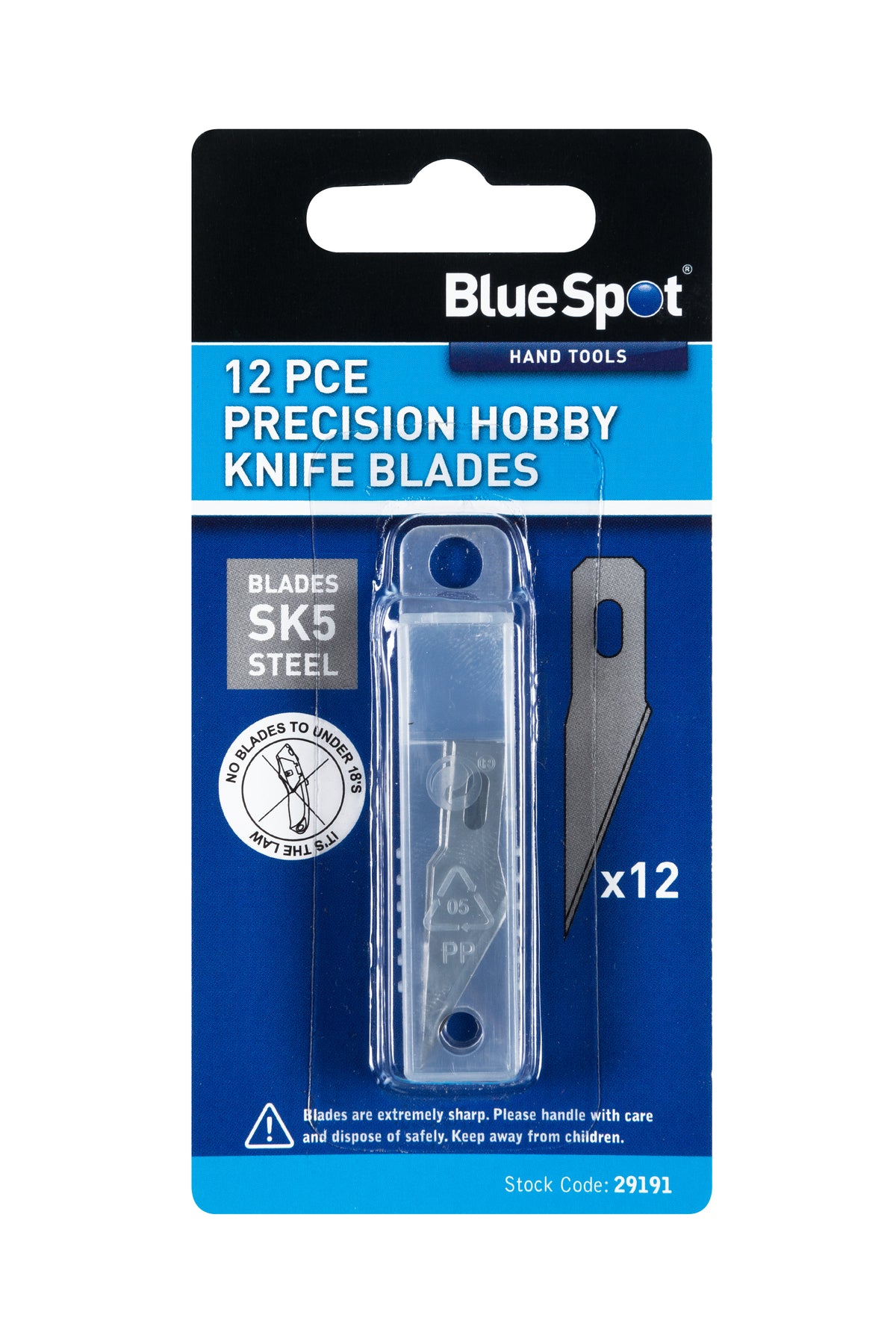 Blue Spot Tools 12 PCE Precision Hobby Knife Blades