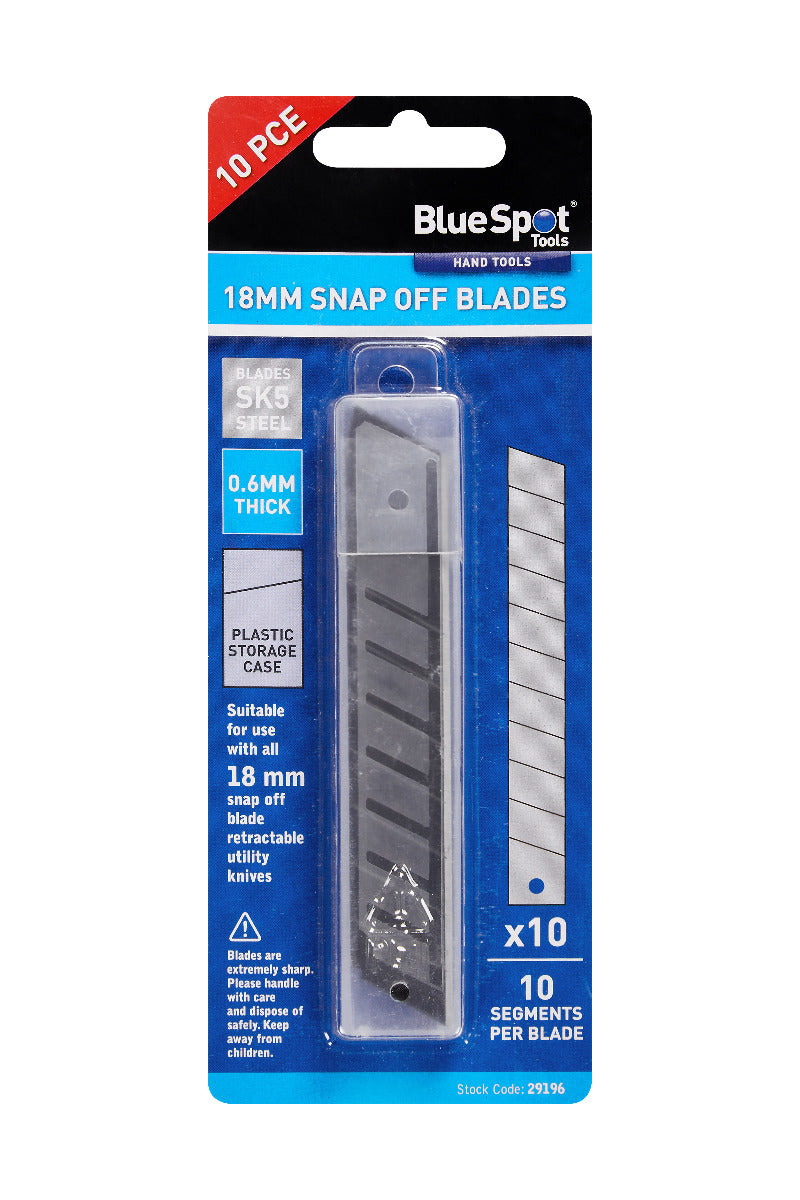 Blue Spot Tools 10 PCE SK5 Snap Off Blades (18mm)