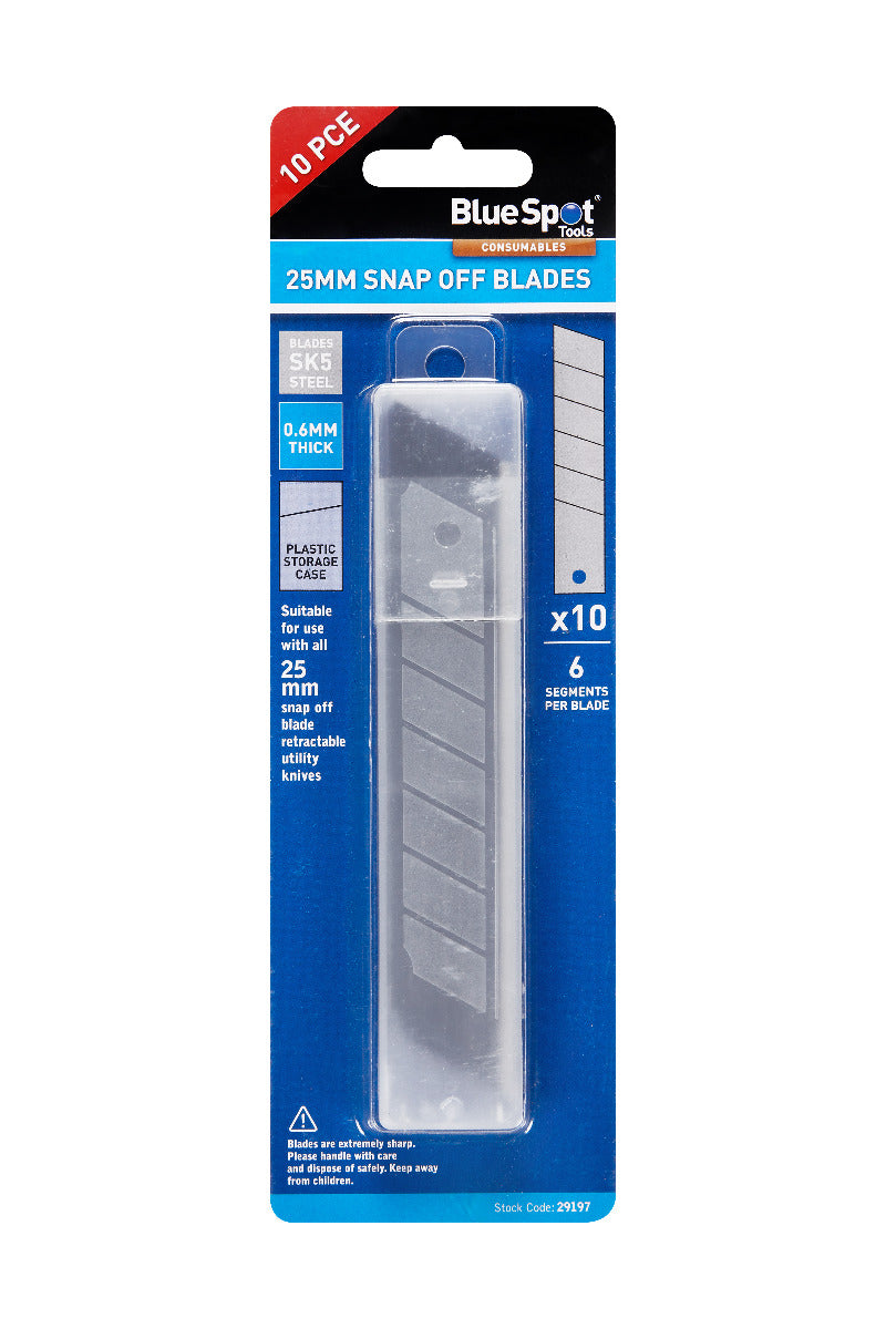 Blue Spot Tools 10 PCE SK5 Snap Off Blades (25mm)