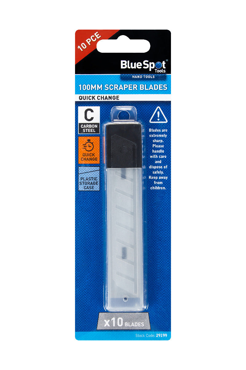 Blue Spot Tools 10 PCE Quick Change Scraper Blades (100mm)
