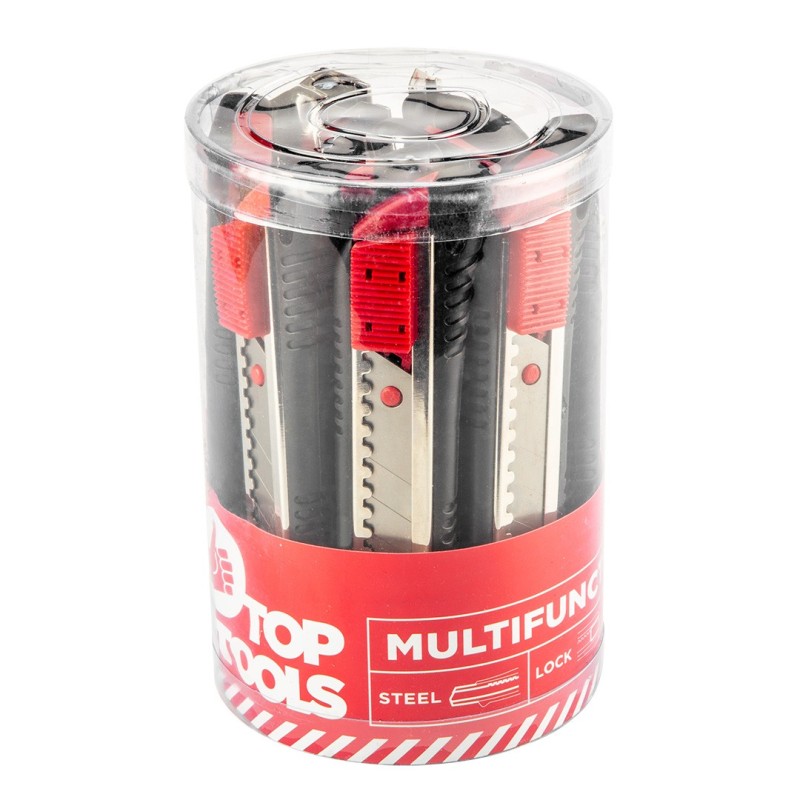 Top Tools Snap-off blade knife 18 mm, 12 pcs set in tube — 17B528-12