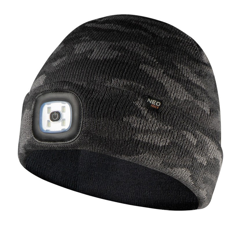 NEO TOOLS Cap with LED flashlight, double-layer, CAMO URBAN — 81-632