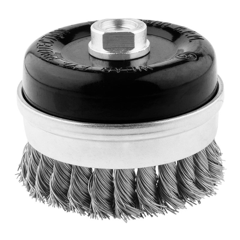 NEO TOOLS 100 mm reinforced wire brush, twisted wire, INOX, M14 — 57-587