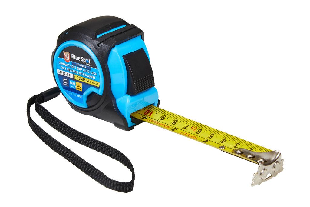 Blue Spot Tools 5M (16FT) Compact Soft Grip Self-Lock Tape Measure With Magnet