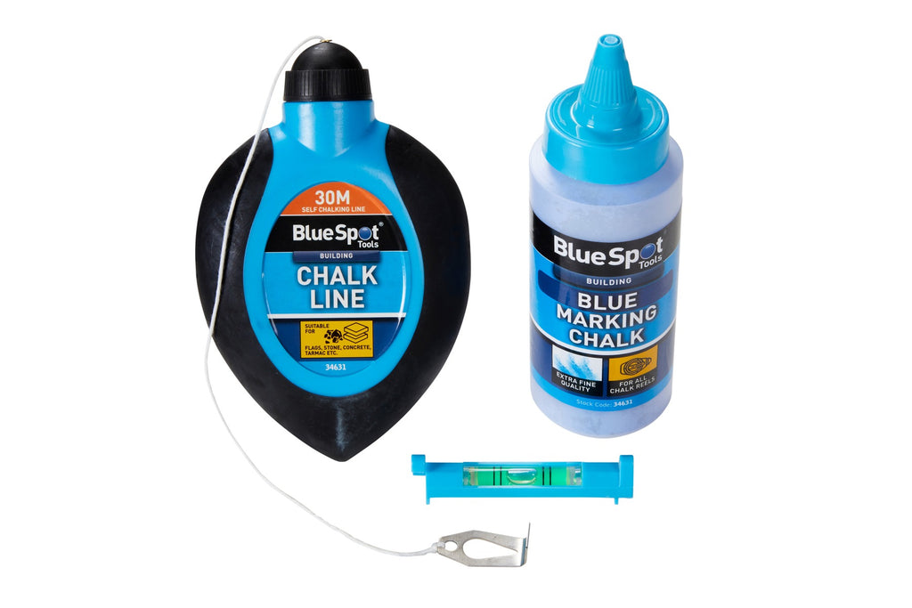 Blue Spot Tools 30Mtr (100ft) 3Pce Chalk Line And Mini Level Set
