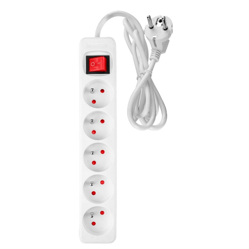 NEO TOOLS Strip extension cord 3 m, 3 x 1.5 mm2, 5G, white, ON/OFF — 90-179