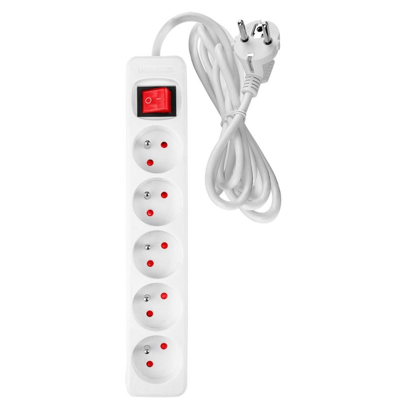 NEO TOOLS Strip extension cord 5 m, 3 x 1.5 mm2, 5G, white, ON/OFF — 90-181