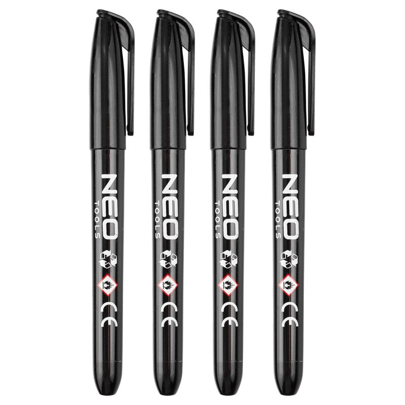 NEO TOOLS Construction marker, black, permanent, waterproof, oil-based, 4 pieces — 13-856