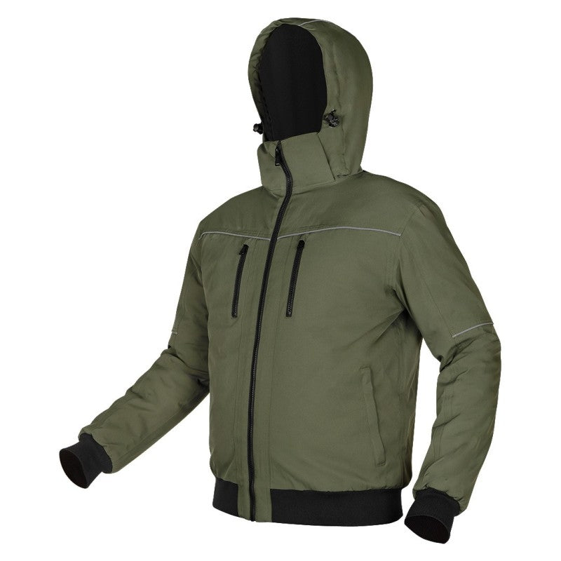 NEO TOOLS Insulated jacket with hood OUTDOOR, green, size XXL — 81-579-XXL