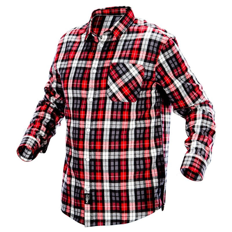 NEO TOOLS Flannel men shirt, red-black-white, size L — 81-540-L