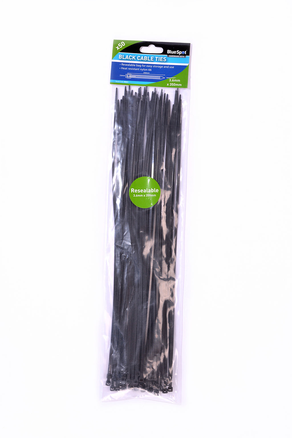 Blue Spot Tools 50 PCE 3.6mm x 350mm Black Cable Ties