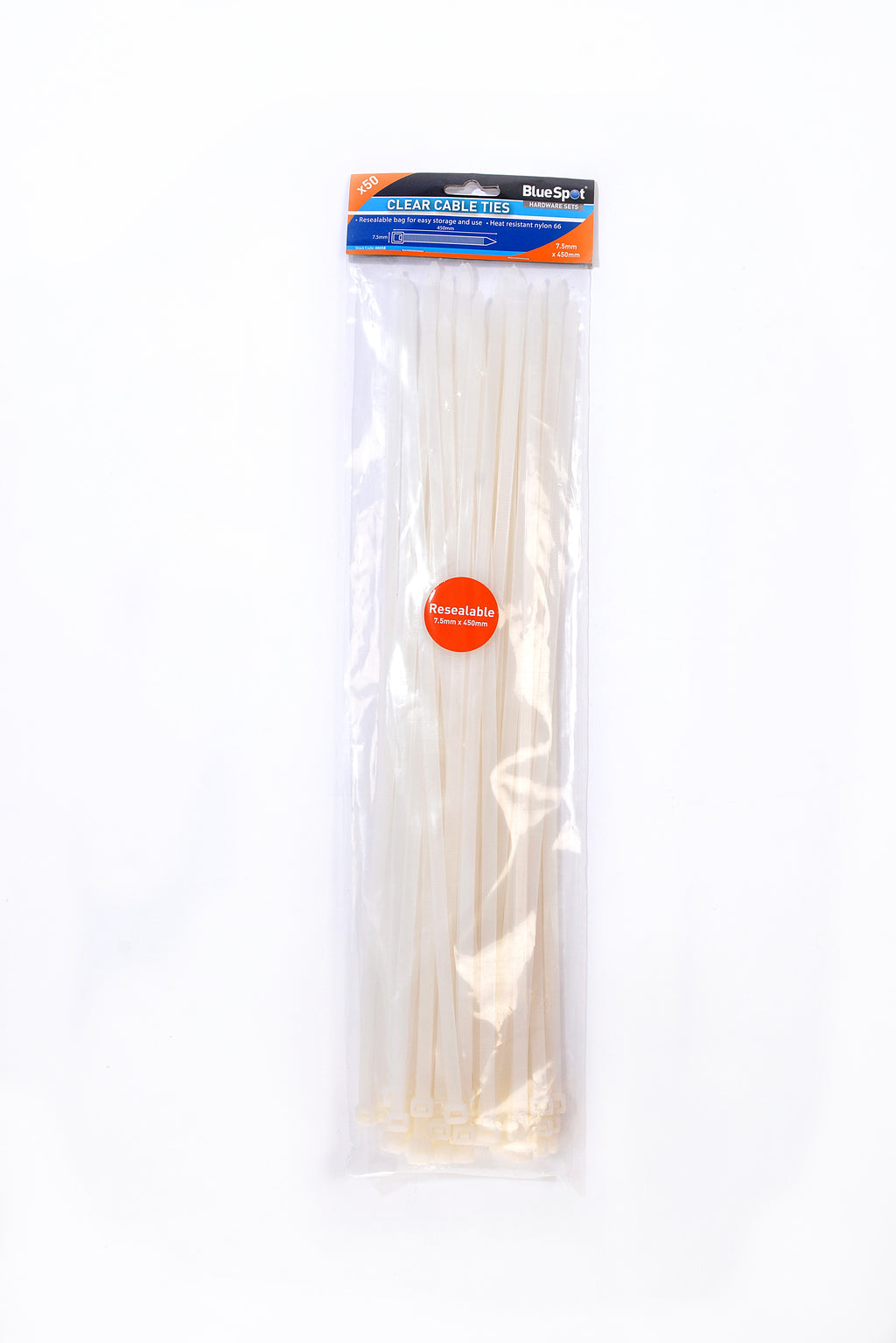 Blue Spot Tools 50 PCE 7.5mm x 450mm White Cable Ties