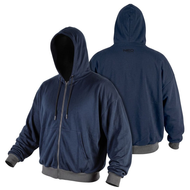 NEO TOOLS COMFORT hooded sweatshirt, navy blue, size XXL — 81-513-XXL