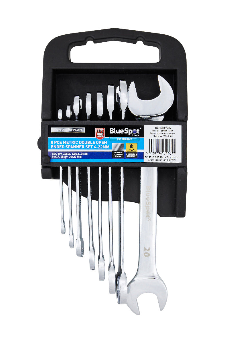 Blue Spot Tools 8 PCE Metric Double Open Ended Spanner Set (6-22MM)